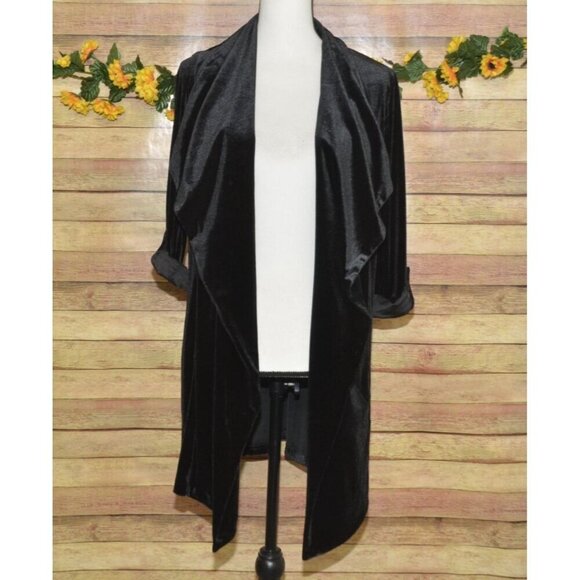 JL Jules & Leopold Jacket Women’s M Black Velvet Evening Wear Mid Length MINT - Picture 1 of 11